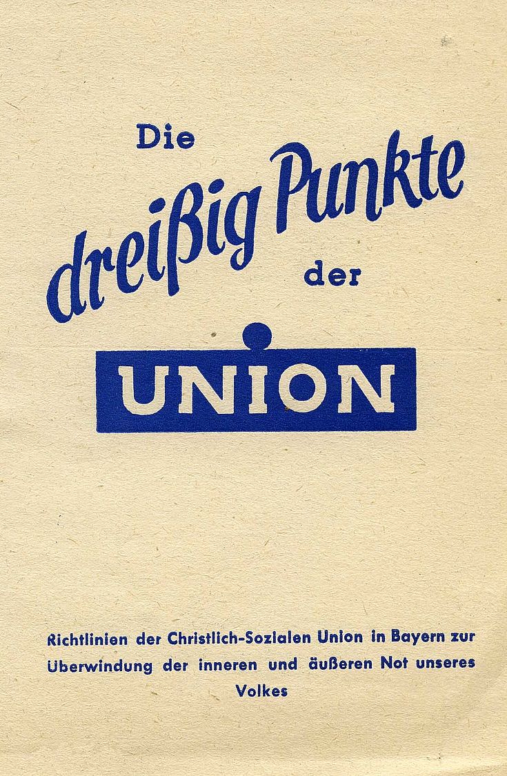 Druckschrift "Die dreißig Punkte der Union" von 1946